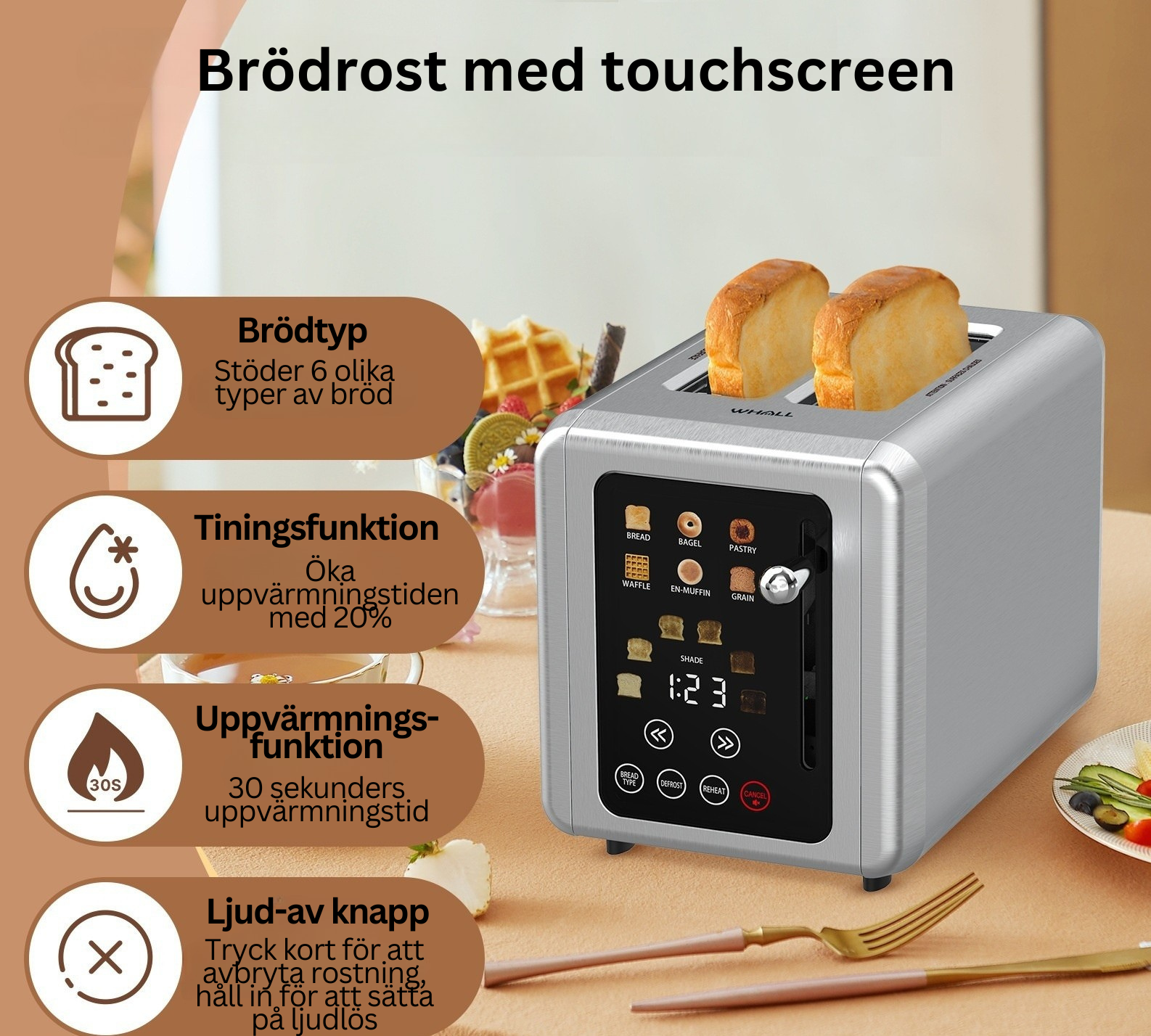 Allt-i-Ett brödrost med touchscreen